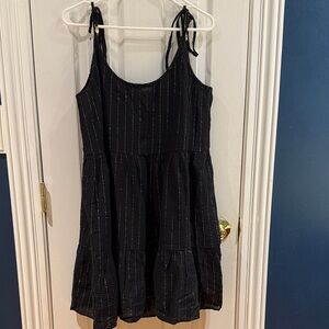 Aerie Black Swim Coverup with Gold Stripes